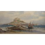 J C Uren A castle on a hill Watercolour Signed