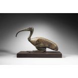 IBIS-THOT EN BRONZE ET BOIS STUQUÉ, ÉGYPTE, ÉPOQUE PTOLÉMAÏQUE, 332-30 AV. J.C. Statuette