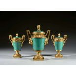 TROIS VASES COUVERTS EN PORCELAINE TENDRE DE SÈVRES ET BRONZE DORÉ DU XVIIIe SIÈCLE Vers