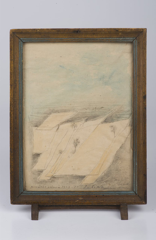 JOSEF SIMA (1891-1971): LANDSCAPE, 21x16 cm. Pencil drawing and watercolor on paper. - Image 2 of 4