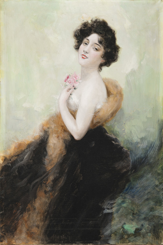 JAN DEDINA (1870-1955): LADY 1910 80x54 cm Oil on canvas. Signed lower right: “Jan Dědina”.