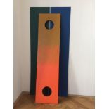 JAN KOTIK (1916-2002): SLANTED OBJECT, 170x75x64 cm, Synthetic paint, wood, hardboard.