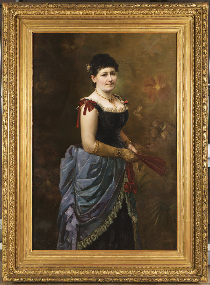 VACLAV BROZIK (1851-1901): A PORTRAIT OF KAROLINA OLIVARIUS 1880s 130x85 cm Oil on canvas.