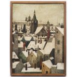 VLASTIMIL BENES (1919-1981): WINTERTIME PRAGUE, 1965, 35x25,5 cm. Oil and mixed media on