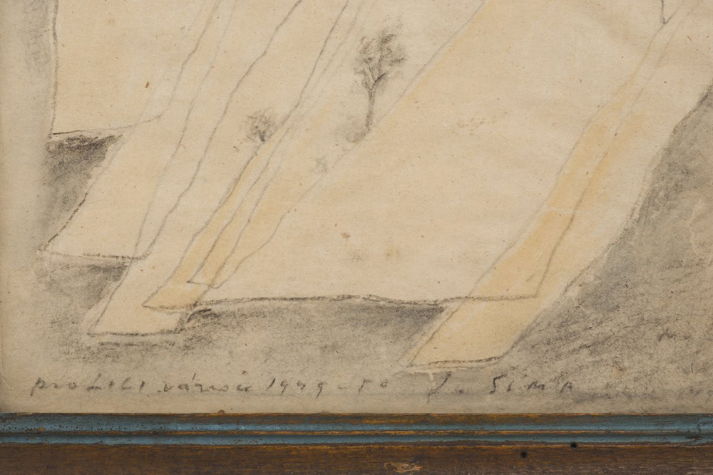 JOSEF SIMA (1891-1971): LANDSCAPE, 21x16 cm. Pencil drawing and watercolor on paper. - Image 3 of 4
