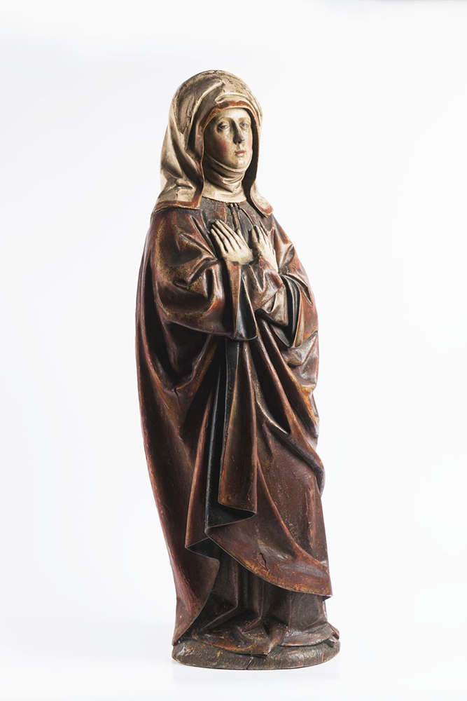 ANONYM: OUR LADY OF SORROWS Last quarter of 15th century 107 cm Exotic wood, chalk, polychrome. 1782 - Image 2 of 4