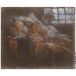 ALFONS MUCHA (1860-1939): DREAMING Around 1900 32,2x38,3 cm Pastel on grey paper. Signed lower
