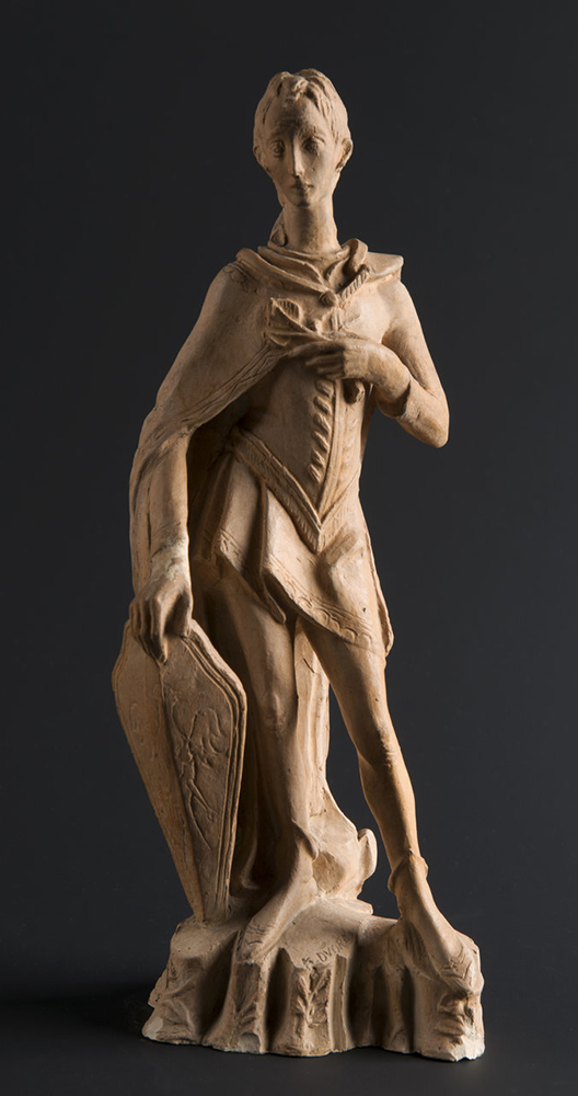 KAREL DVORAK (1893–1950): DUKE WENCESLAUS, Early 1920s; Bohemia, Prague, 27 cm. Modeled fired clay.