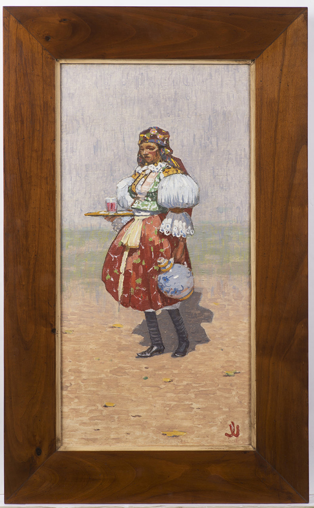 JOZA UPRKA (1861-1940): A WOMAN FROM MAŘATICE, 1914, 59,5x30 cm. Oil on canvas.