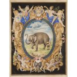 ANONYM: PARCHMENT WITH AN ELEPHANT Around 1600 25x18,5 cm Watercolor, gouache and gilding on