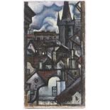 OTAKAR MRKVICKA (1898-1957): THE ROOFS OF PRAGUE, 1941, 22,5x13,5 cm. Oil on canvas.