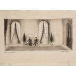 LUDMILA JIRINCOVA (1912-1994): COMPANY INDOORS, 9,5x13,5 cm. Pencil and pastel on handmade paper.