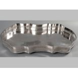 A SILVERPLATED GALLERY TRAY, of rectangular form with serpentine pierced border, gadroon rim,