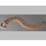 A 9CT YELLOW GOLD BRACELET, fancy link with senorita clasp, 20cm long, 40.9g.