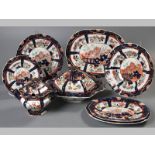 A 19TH CENTURY MASON'S IRONSTONE PART DINNER SERVICE, MANDALAY PATTERN, RETAILED BY THOMAS &