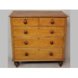 A VICTORIAN MAHOGANY CHEST OF DRAWERS, the moulded rectangular top above two short and three long