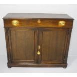A VICTORIAN MAHOGANY CABINET, the rectangular moulded top above a single frieze drawer, with two
