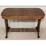 A VICTORIAN WALNUT LIBRARY TABLE, the quarter burr walnut top with a moulded edge above a beaded