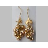 A PAIR OF 14CT YELLOW GOLD DROP EARRINGS, shaped in the form of a bunch of grapes, 5.4g, (2).