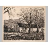 MARTINUS (TINUS) JOHANNES DE JONGH (1885 - 1942), WEMMERSHOEK, NEAR PAARL, CAPE, etching on paper,