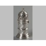 A VICTORIAN SILVER SUGAR SHAKER, CHESTER 1895, GN & RH, removable pierced top bearing a flame form