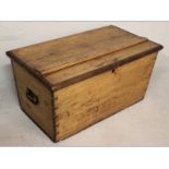 A 19TH CENTURY CAPE YELLOWWOOD KIST, the lid bound in stinkwood, metal hinges and dove tails