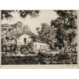 MARTINUS (TINUS) JOHANNES DE JONGH (1885 - 1942), THE OLD MILL, CERES, CAPE, etching on paper,