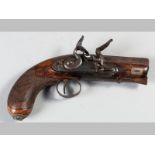 AN EARLY 19TH CENTURY ENGLISH .55 CALIBRE FLINTLOCK PISTOL, by Spencer, the finely engraved lock