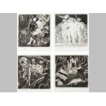 HARDY BOTHA (1947 -), SET OF FOUR AQUATINT ENGRAVINGS ON PAPER, signed, dated '77, numbered 3/50,