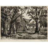 MARTINUS (TINUS) JOHANNES DE JONGH (1885 - 1942), STEYNSBERG, TOKAI, CAPE, etching on paper,