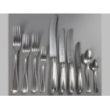 A CONTINENTAL .800 STD SILVER BEAD PATTERN FLATWARE, comprising: 6 dinner forks, 6 salad forks, 6