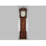 AN EARLY 19TH CENTURY OAK AND MAHOGANY LONGCASE CLOCK, BY W. ELLIS, WREXHAM, the twin-train movement