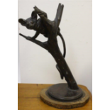 AREND ELOFF (1964 -), CURIOUS NAGAPIE, bronze on wooden base, signed and numbered 6/10, 40cm high.