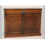 A VICTORIAN ROSEWOOD AND MAHOGANY CHIFFONIER, the rectangular top above a single long drawer with an