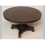 A VICTORIAN RUSTIC CIRCULAR TILT-TOP DINING TABLE, in oak and rosewood, the top inlaid in bog-oak,