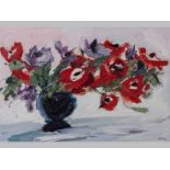 AILEEN LIPKIN (1933 - 1994), STILL LIFE OF FLOWERS, oil on canvas, signed, 50 by 75cm.