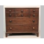 A VICTORIAN MAHOGANY CHEST OF DRAWERS, the moulded top above six short drawers and two long drawers,