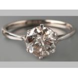 AN 18CT WHITE GOLD DIAMOND SOLITAIRE, brilliant cut diamond of approximately 1.60cts, claw set on