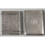 A VICTORIAN SILVER CARD CASE, BIRMINGHAM 1877, HILLIARD & THOMASON, hinged top, the body engraved