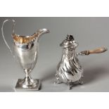 A GEORGE III SILVER CREAMER, LONDON 1790, C.C., fold-over rim, C-form handle, body pin-prick