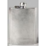 A GEORGE VI SILVER HIP FLASK, BIRMINGHAM 1937, FBC, hinged top with engine turned body, 15.5 by