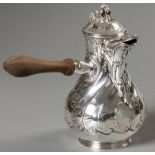 A LATE VICTORIAN SILVER HOT CHOCOLATE POT, EDINBURGH 1890, MAKER'S MARKS INDECIPHERABLE, hinged
