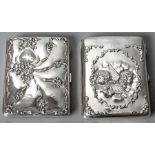 AN EDWARDIAN SILVER CIGARETTE CASE, CHESTER 1902, N.M., the top embossed with Reynolds angels and