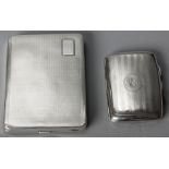 A GEORGE V SILVER CIGARETTE CASE, BIRMINGHAM 1928, W.N. LTD., engine turned, vacant raised