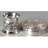 AN .833 STD SILVER CONTINENTAL TRINKET BOX, of circular form, the removable lid embossed with shells