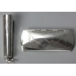 A GEORGE V SILVER SPECTACLE CASE, BIRMINGHAM 1913, W.D., the hinged top engraved with ribbons and