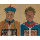 A PAIR OF LATE 19th CENTURY CHINESE ANCESTORAL PAINTINGS ON SILK IN THE NONYA STYLE OF PENANG, in