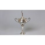 A GEORGE IV SILVER COVERED CUP, SHEFFIELD 1925, MAPPIN & WEBB, the removable cover mounted with a