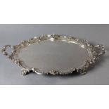 AN EDWARDIAN SILVER TWIN-HANDLE OVAL TRAY, LONDON 1907, EDWARD BARNARD AND SONS, the applied