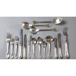 A CHRISTOFLE SILVERPLATE "PORT ROYAL" PATTERN EIGHT PLACE CUTLERY SET, comprising: 8 dinner